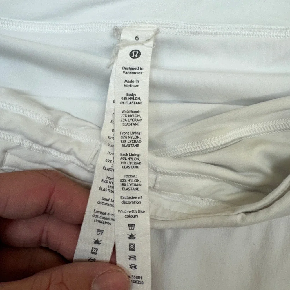Lululemon Skirt Womens 6 White Pace Rival Athletic Tennis Golf Running